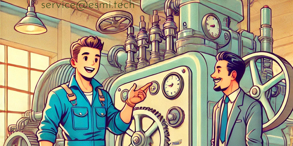 Michael beim Kunden an der Maschine erklärt wie es am besten geht